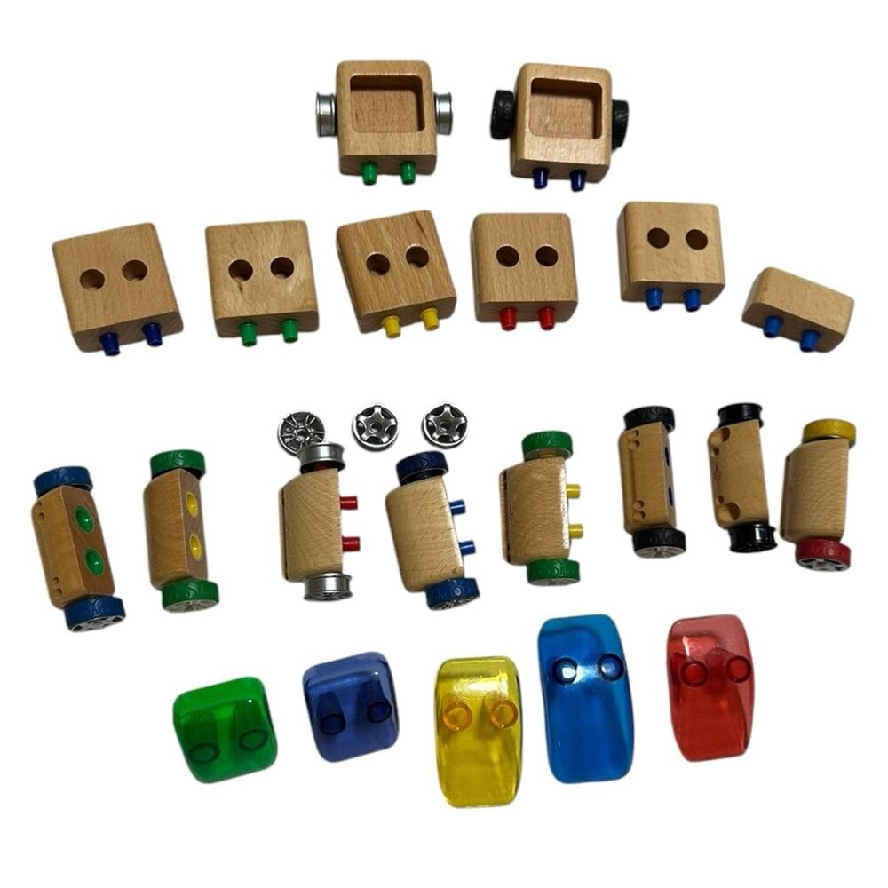 Vintage Automoblox Wooden Toy Car Set